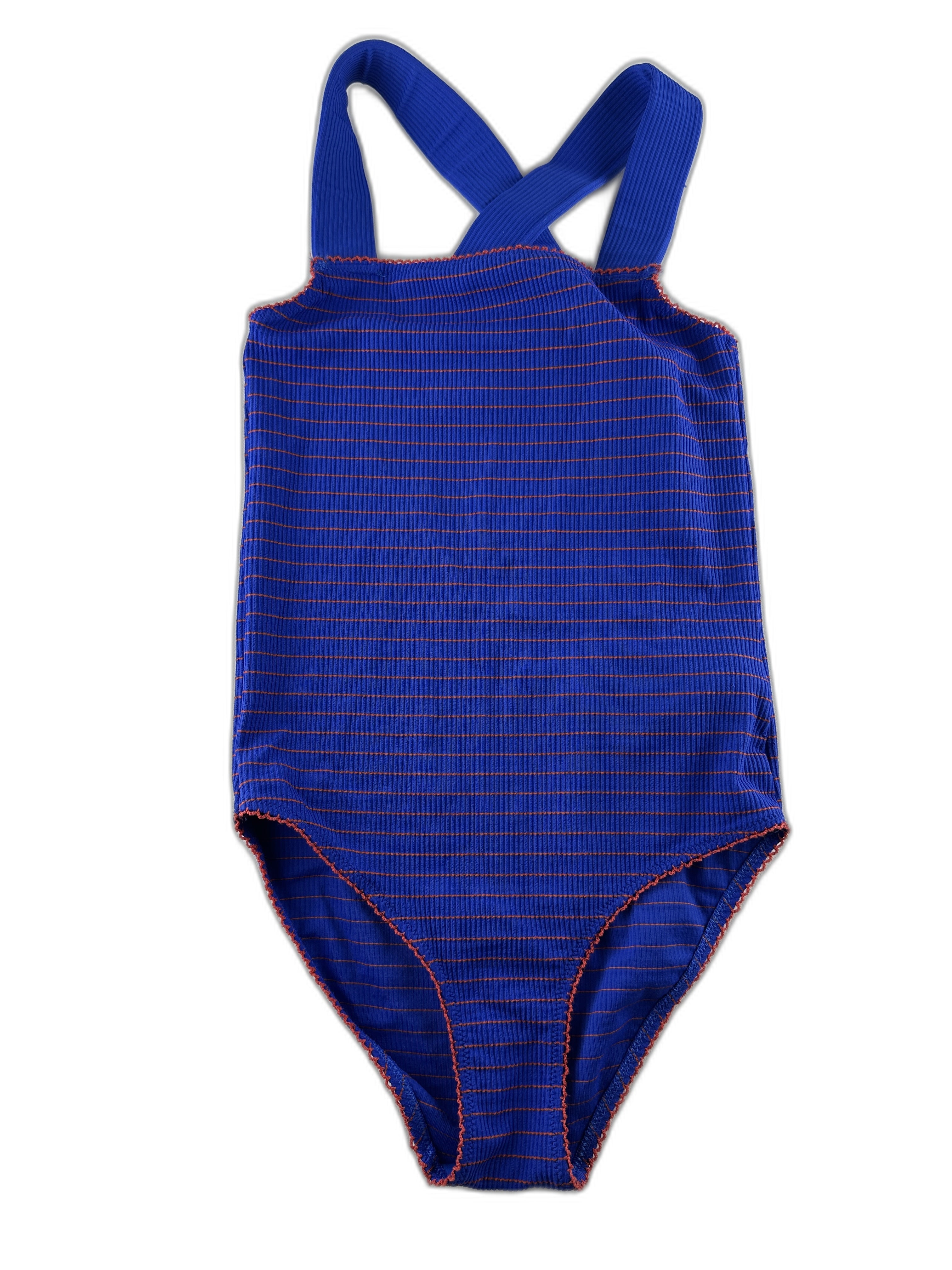Monoprix - Maillot de bain une pièce bleu rayé - taille 14 ans - seconde main