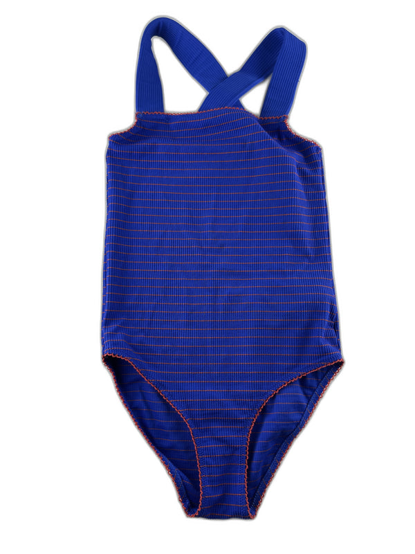 Monoprix - Maillot de bain une pièce bleu rayé - taille 14 ans - seconde main