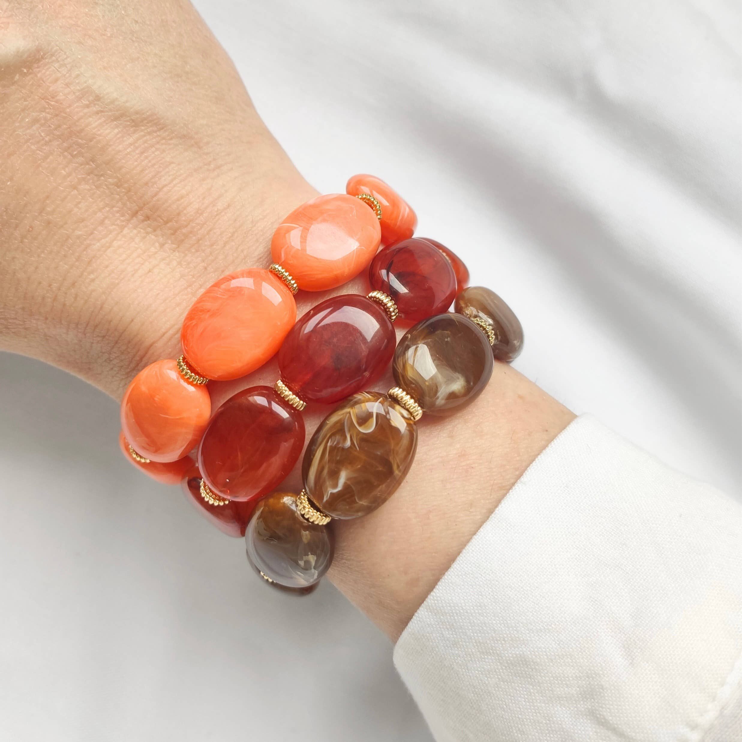 Bracelet JANE: Rose pêche / S/M = 18 cm