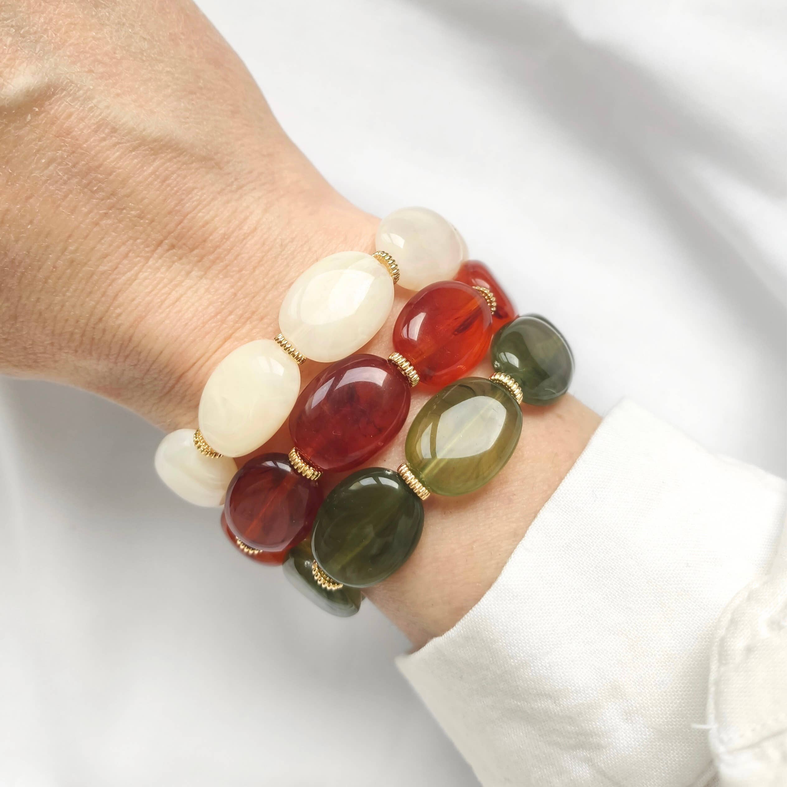 Bracelet JANE: Rose pêche / S/M = 18 cm