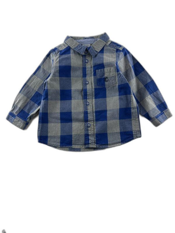 Petit Bateau - Chemise bleu à carreaux - taille 12 mois - seconde main