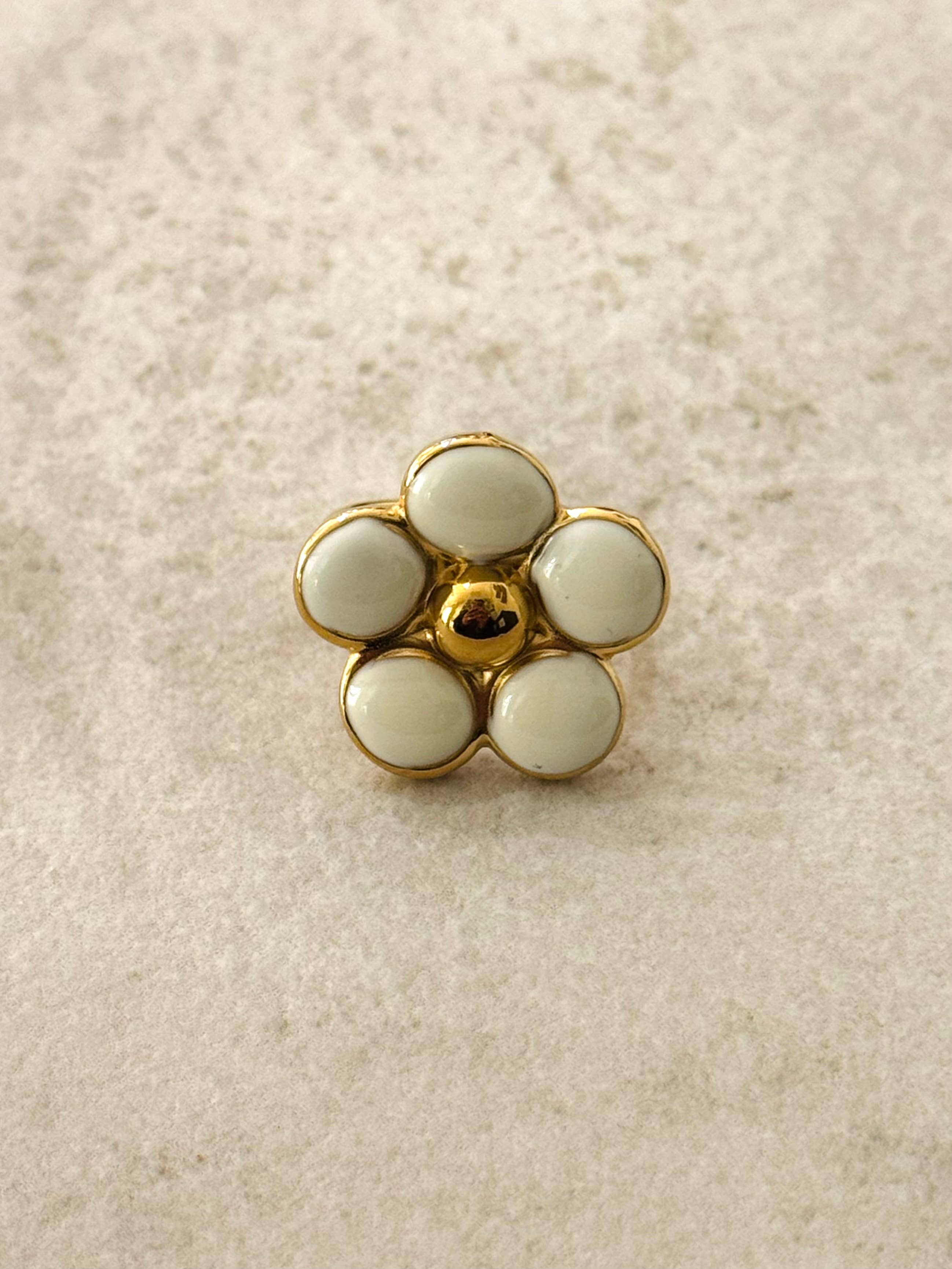 Bague Ajustable en Émail Margarida: White
