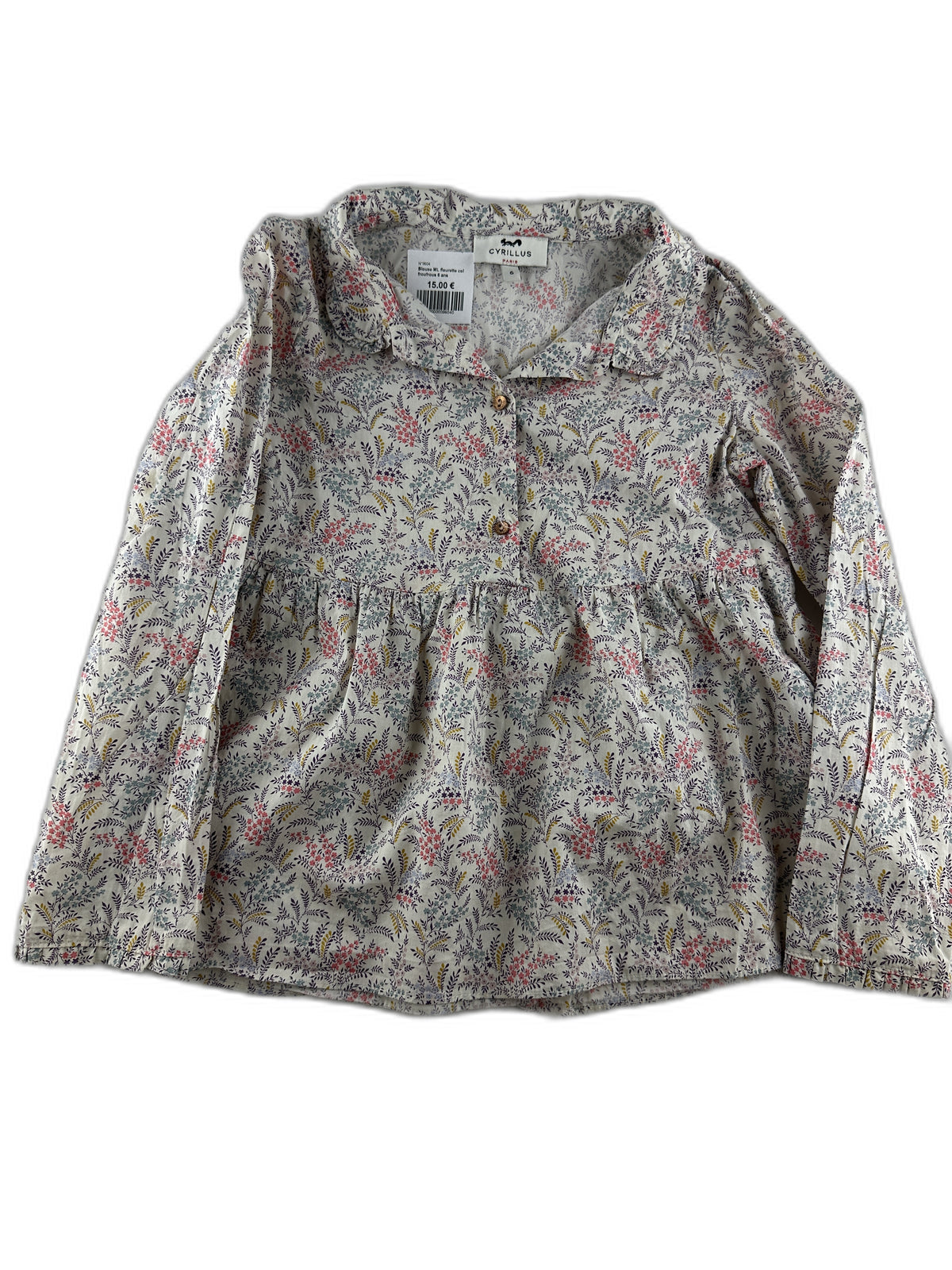 Cyrillus - Blouse blanche, imprimée fleurettes - taille 6 ans - seconde main
