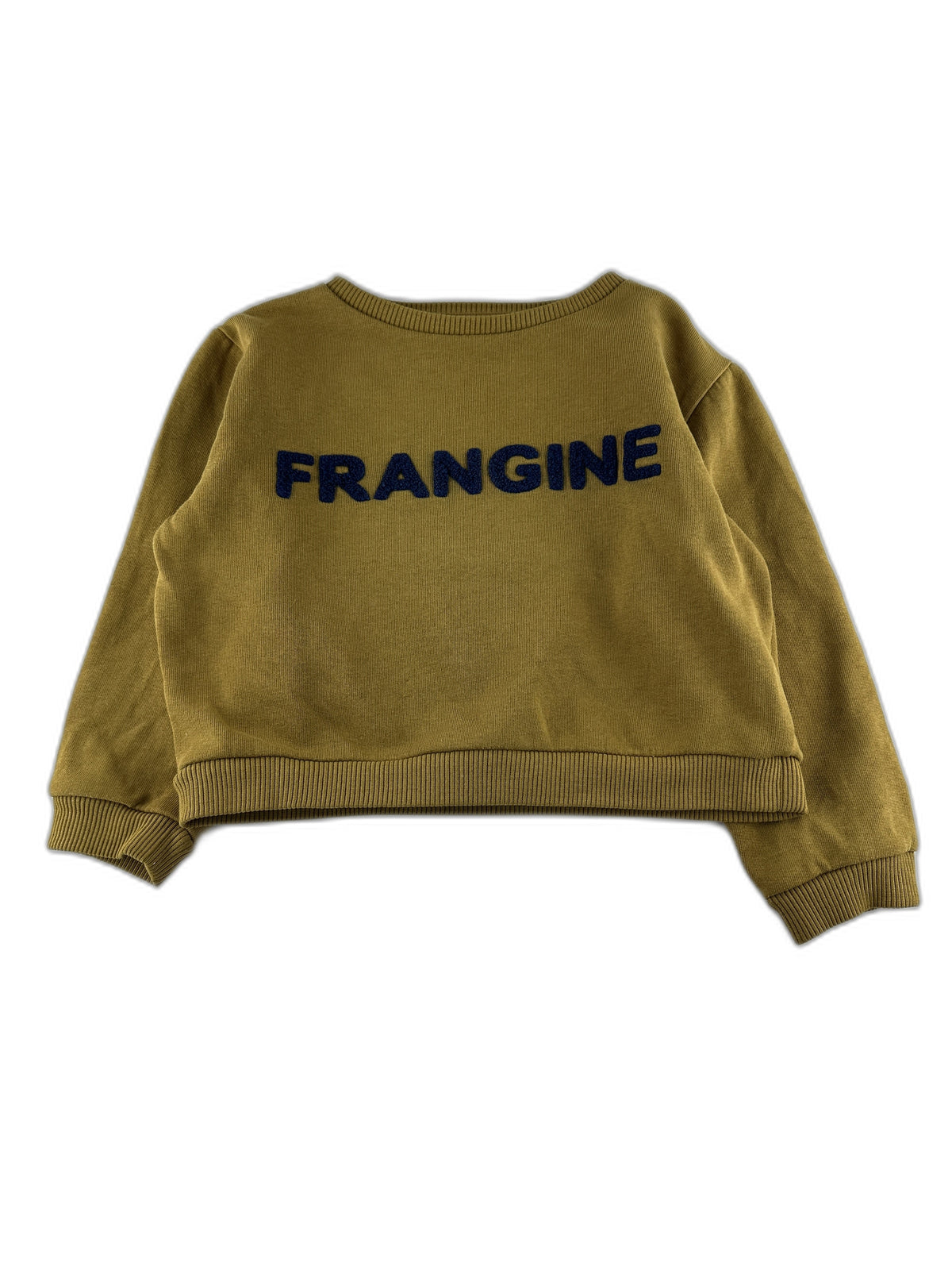 Frangin Frangine - Sweat-shirt moutarde a texte brodé - taille 4 ans - seconde main