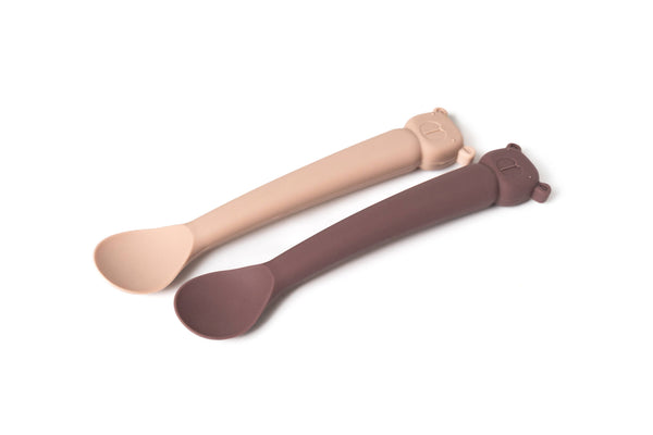 Set de cuillères en silicone: coloris Prune/Blush - enfant