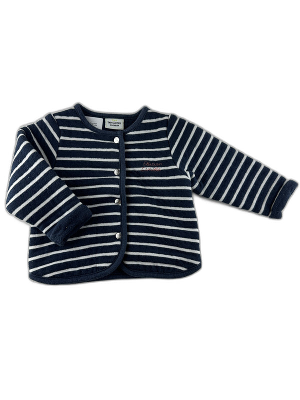 Tape à l'oeil - Gilet rayé marine - taille 6 mois / 68 cm - seconde main