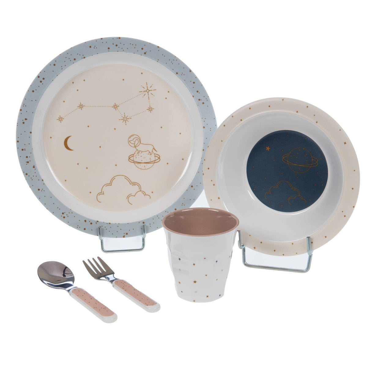 Coffret repas enfant 5 pièces Marcel avec assiette, bol gobelet et couverts