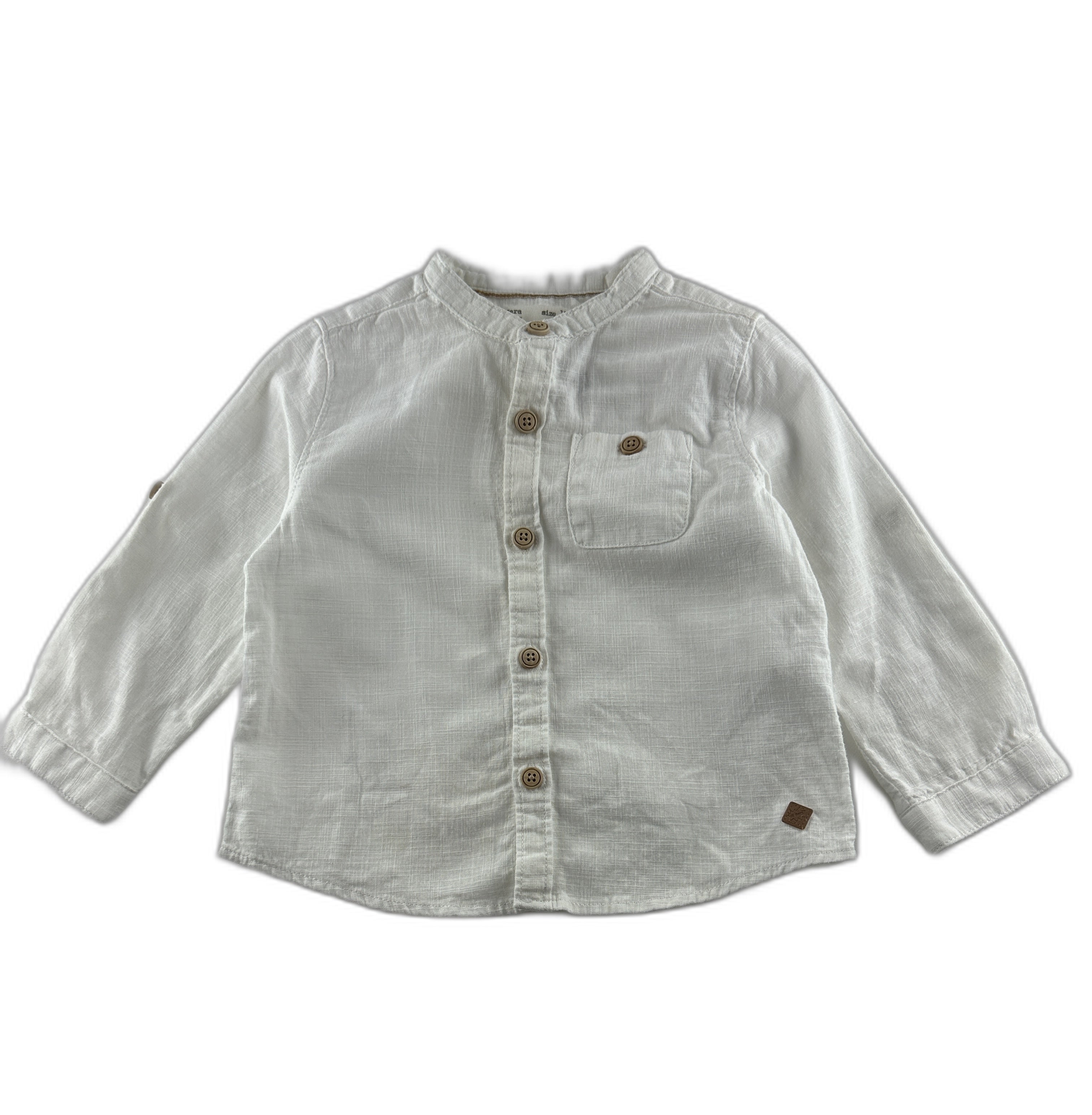 Zara - Chemise col mao blanc a uni - taille 12 mois - seconde main