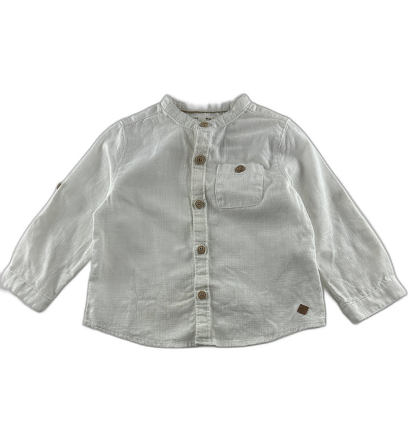 Zara - Chemise col mao blanc a uni - taille 12 mois - seconde main