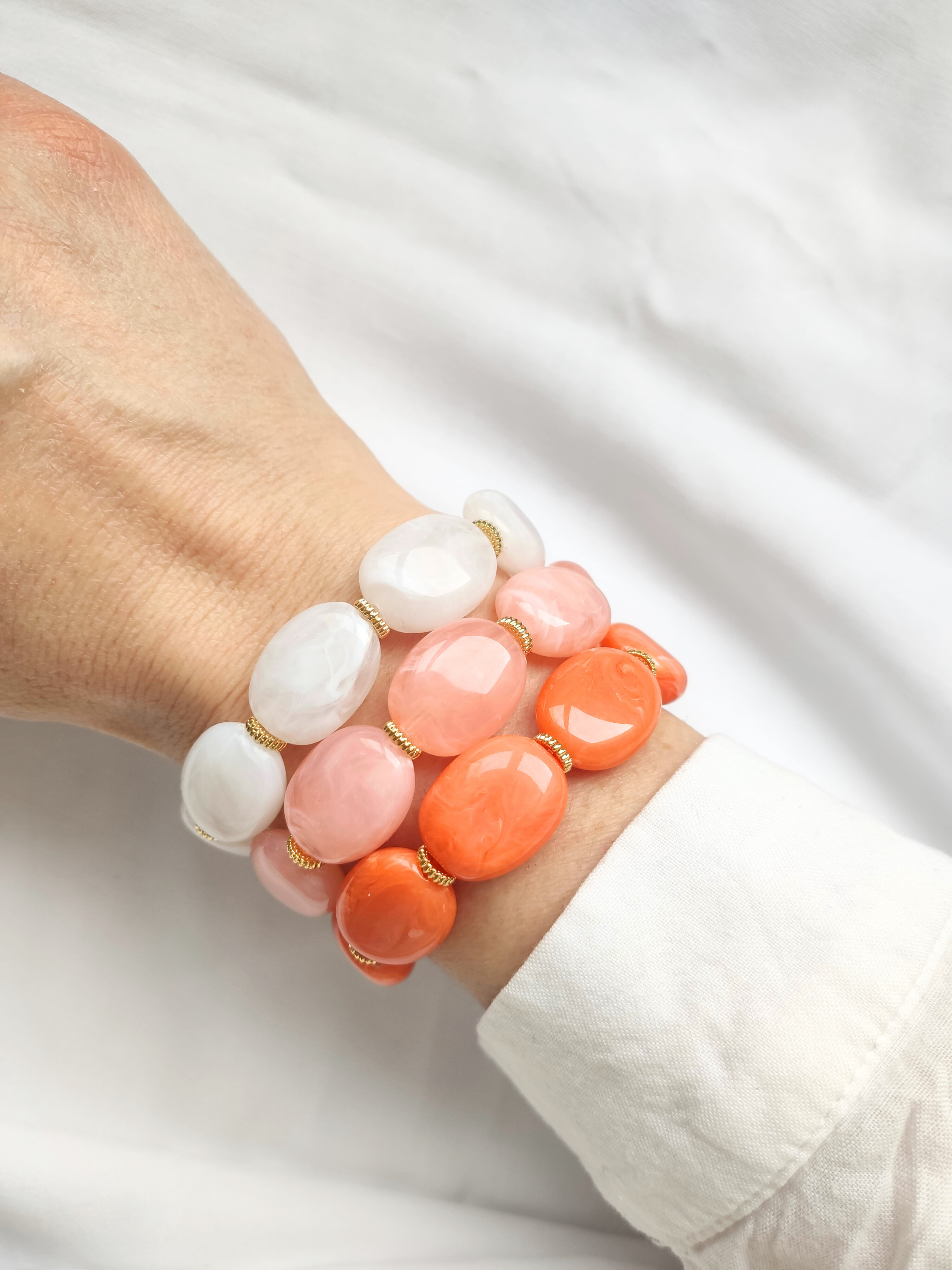 Bracelet JANE: Rose pêche / S/M = 18 cm