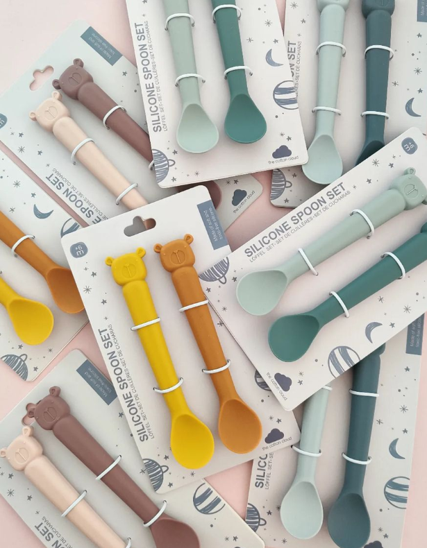 Set de cuillères en silicone: coloris Prune/Blush - enfant