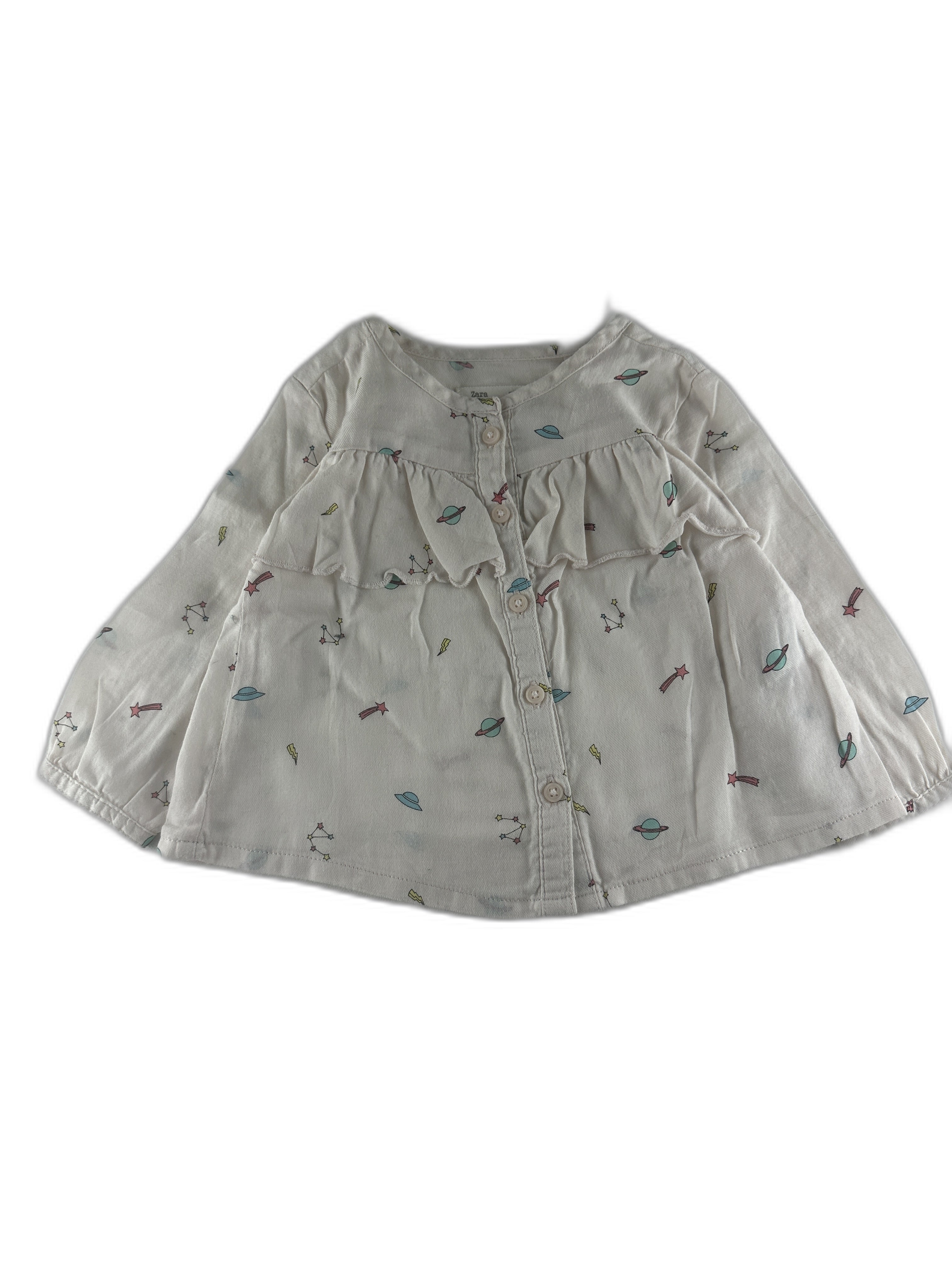 Zara - Blouse blanc imprimée planetes - taille 6 mois - seconde main