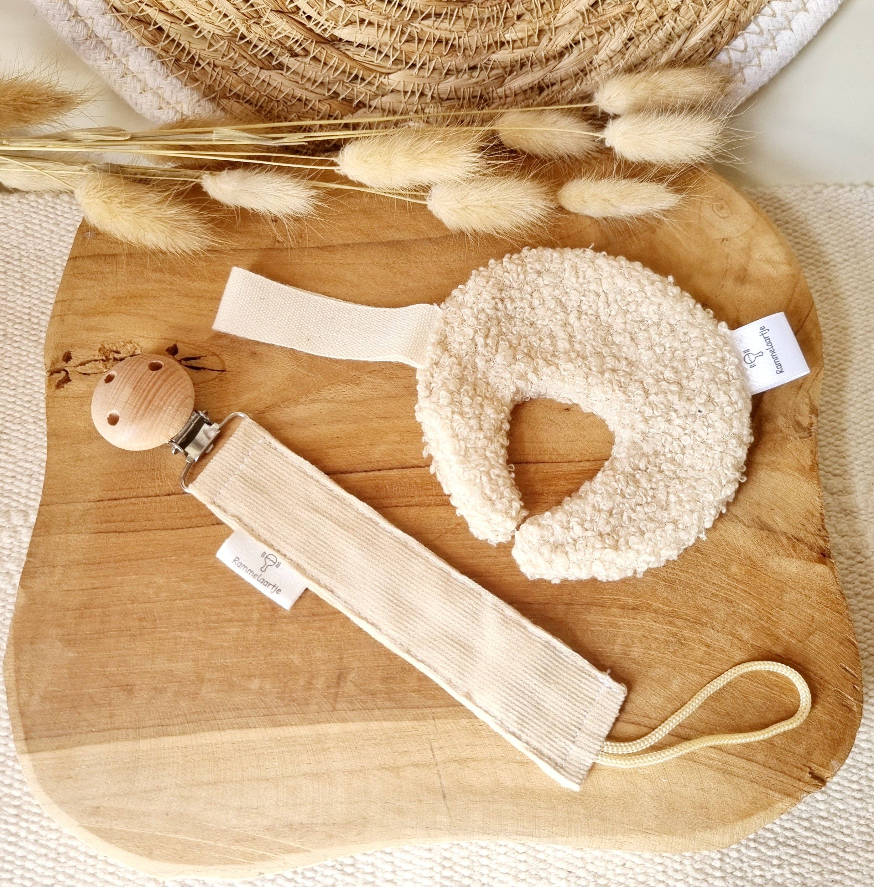 Attache-sucette basique en velours côtelé - Beige