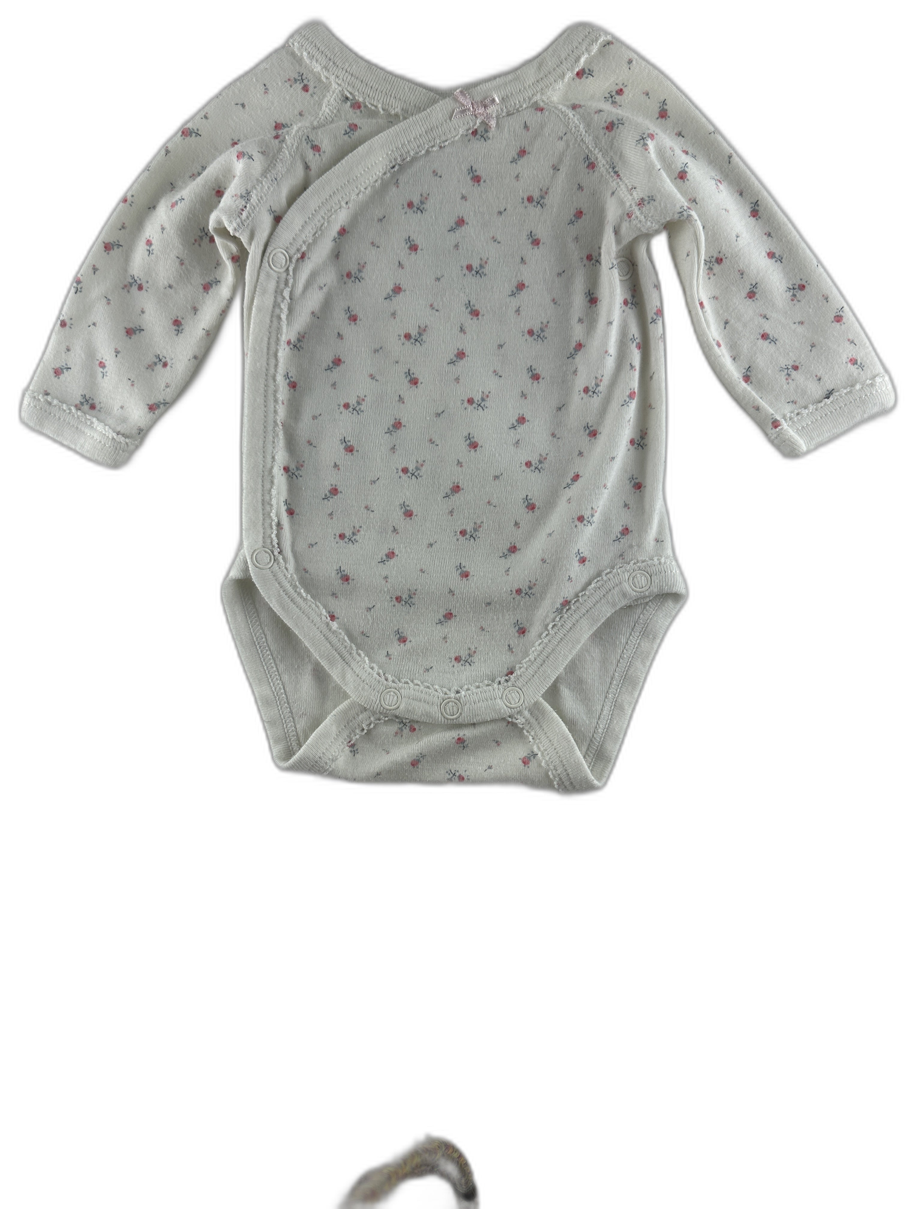 Petit Bateau - Body croisé manches longues blanc - taille naissance - seconde main
