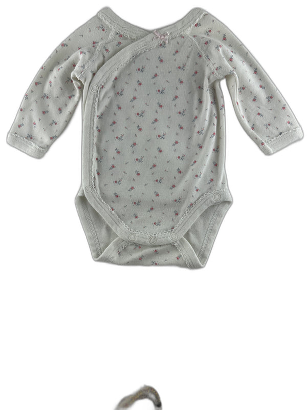 Petit Bateau - Body croisé manches longues blanc - taille naissance - seconde main