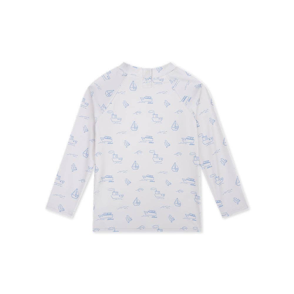 T-shirt anti‑UV de natation à manches longues - beige/bleu - taille: 122/128
