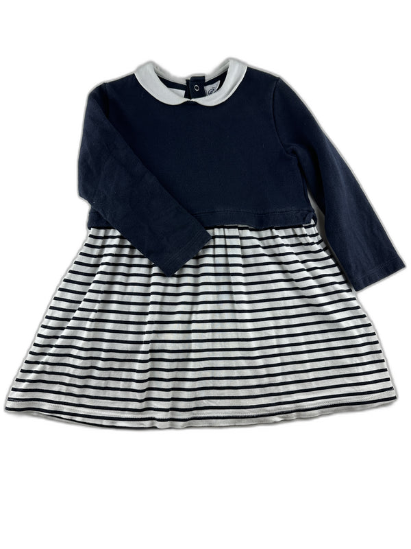 Petit Bateau - Robe marine à rayures - taille 36 mois - seconde main