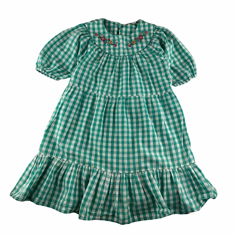 Robe vichy vert et broderie