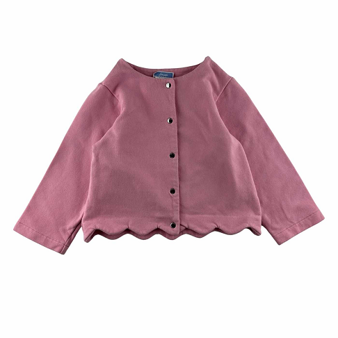 Cardigan ML rose en molleton. Boutons pressions.