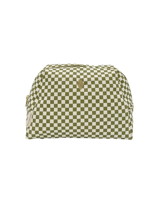 Trousse de toilette - JADE - imprimé damier vert