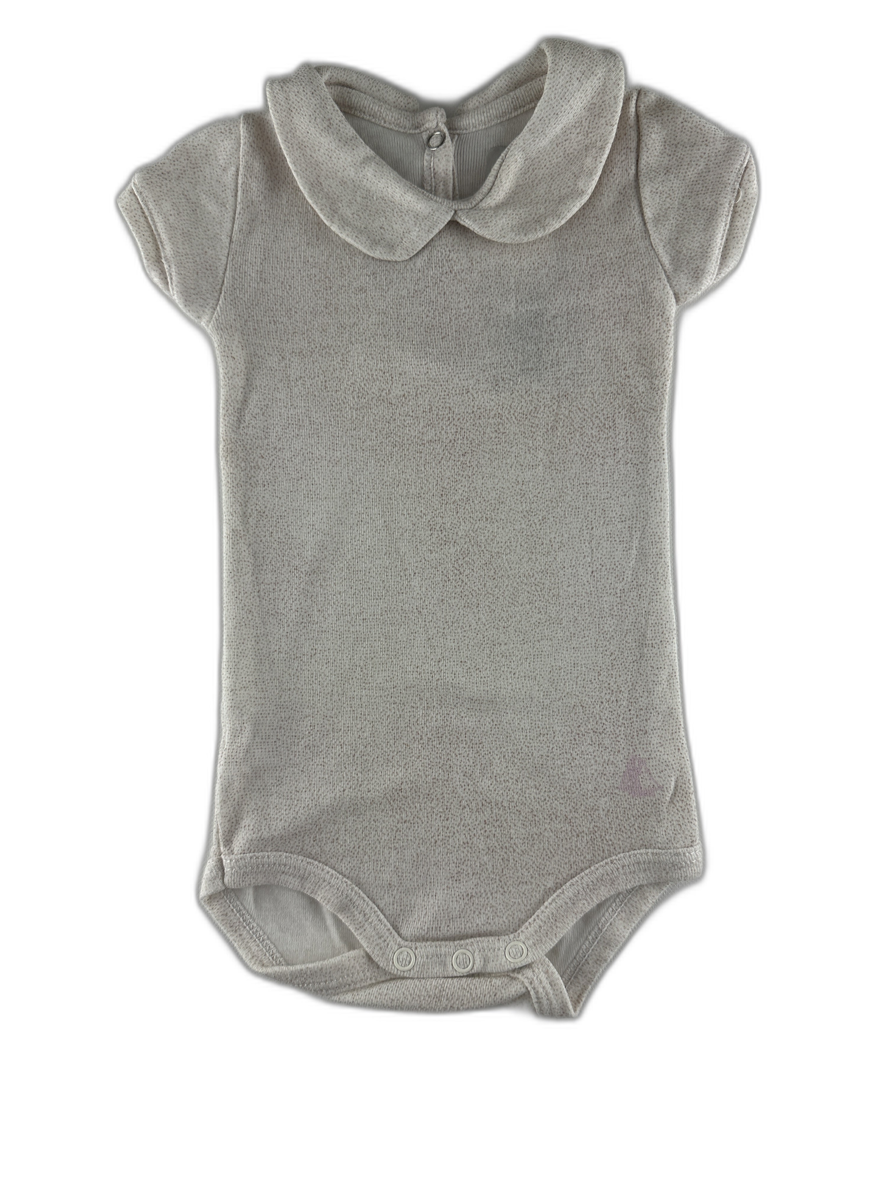 Petit Bateau - Body col claudine beige chiné - taille 3 mois - seconde main