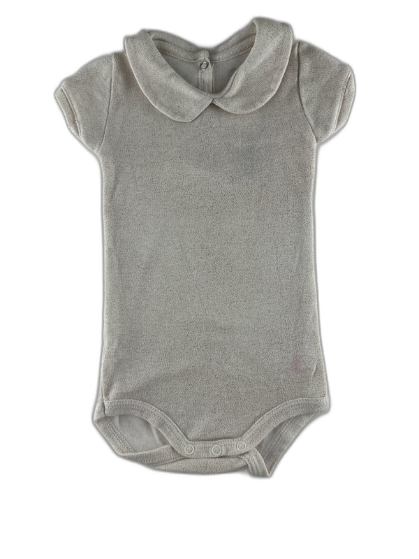 Petit Bateau - Body col claudine beige chiné - taille 3 mois - seconde main