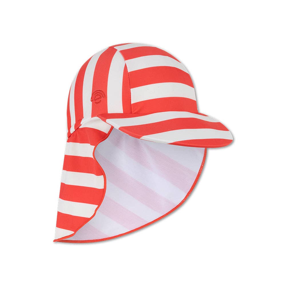 Casquette solaire UV - Beige/Rouge - Rayure côtière: 1/2 ans