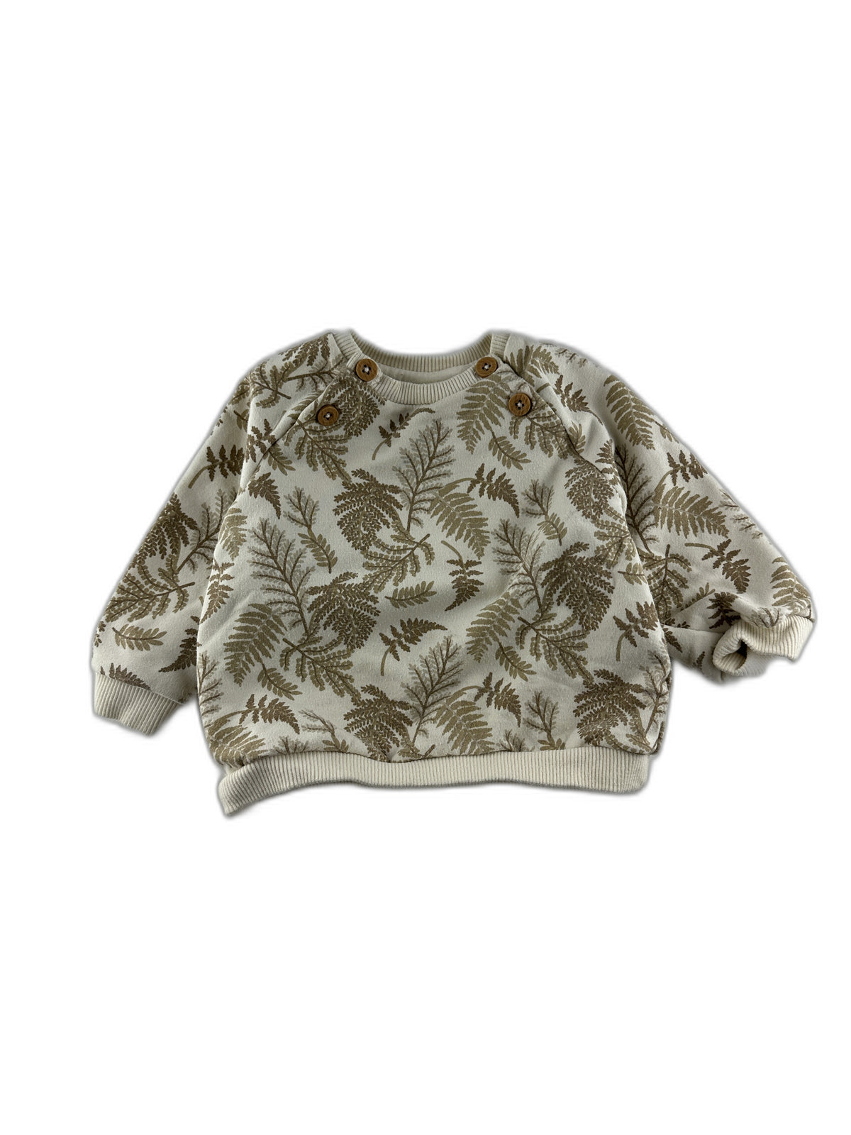 Tape à l'oeil - Sweat-shirt beige imprimé feuillage / botanique - taille 9 mois - seconde main