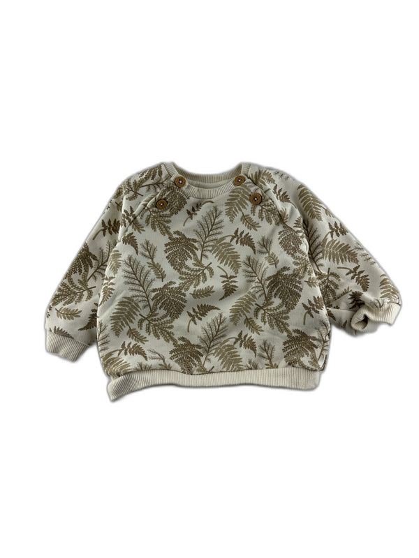 Tape à l'oeil - Sweat-shirt beige imprimé feuillage / botanique - taille 9 mois - seconde main