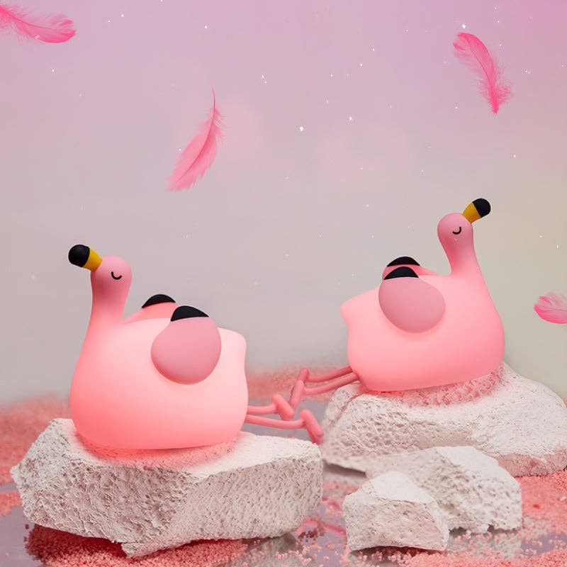 Veilleuse enfant flamant rose en silicone – LED rechargeable