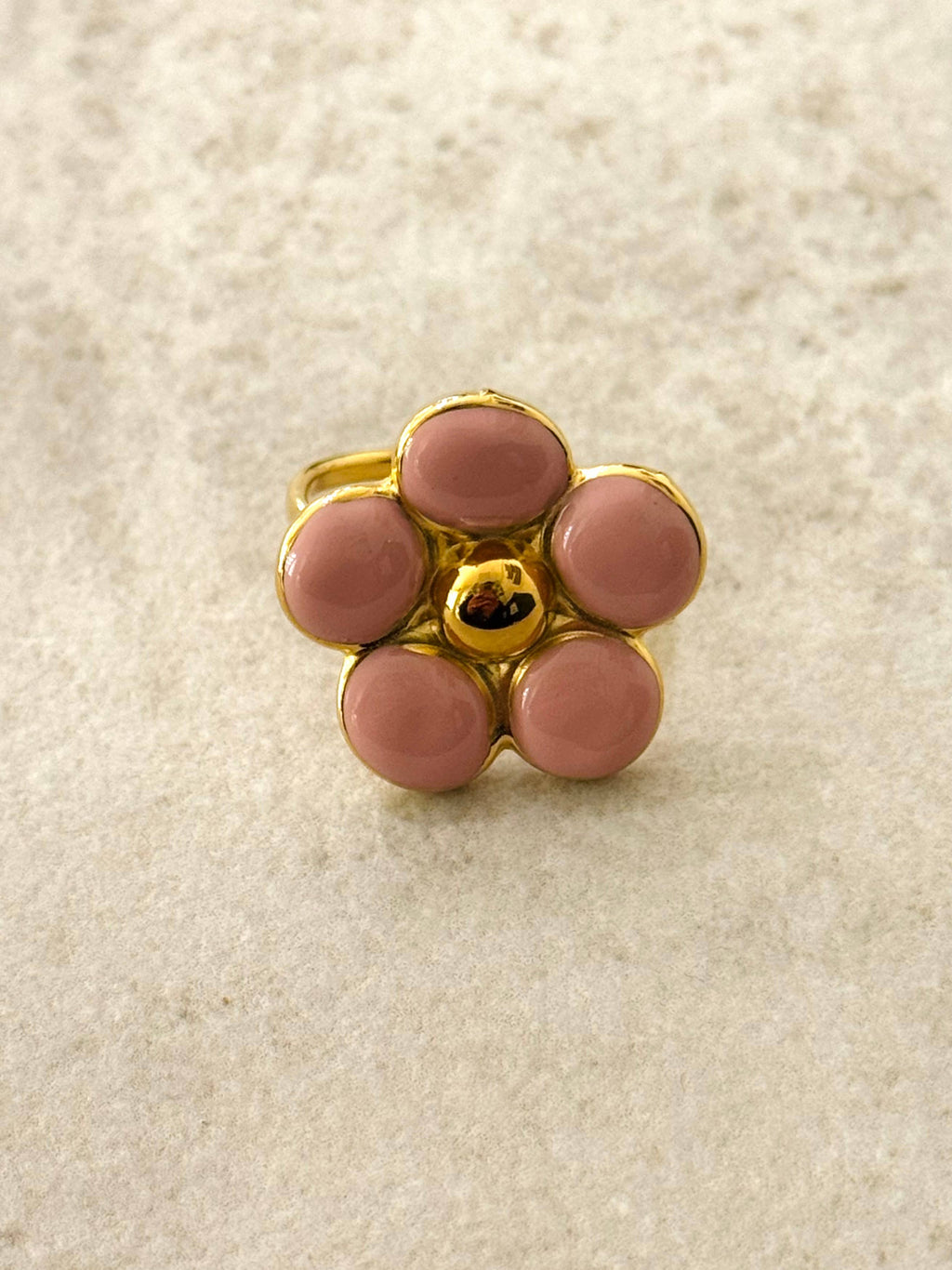 Bague Ajustable en Émail Margarida: Pink