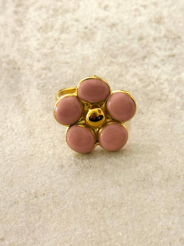 Bague Ajustable en Émail Margarida: Pink
