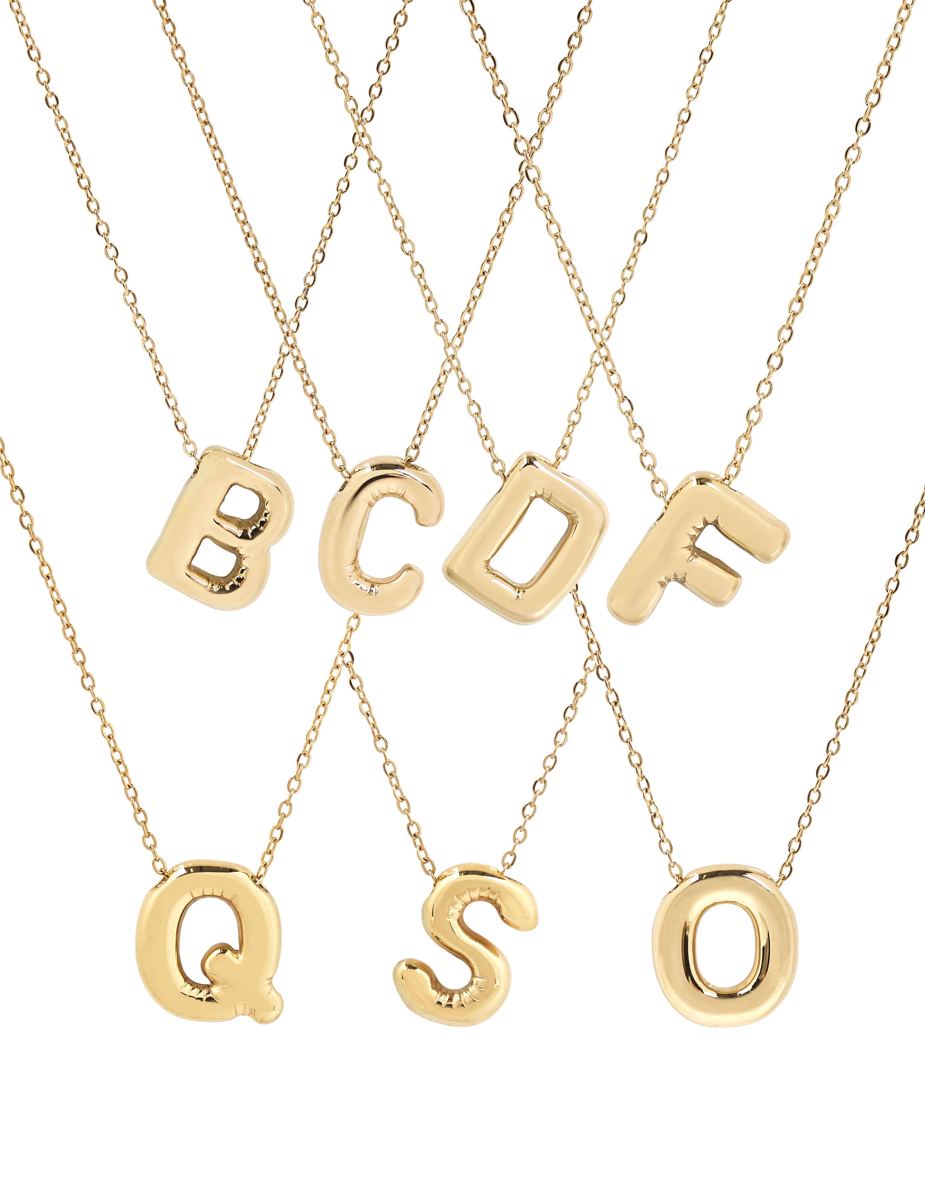 Collier initiale 3D en forme de ballon: J