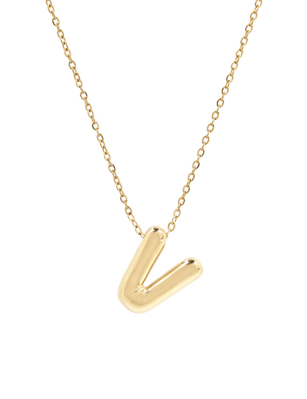 Collier initiale 3D en forme de ballon: V