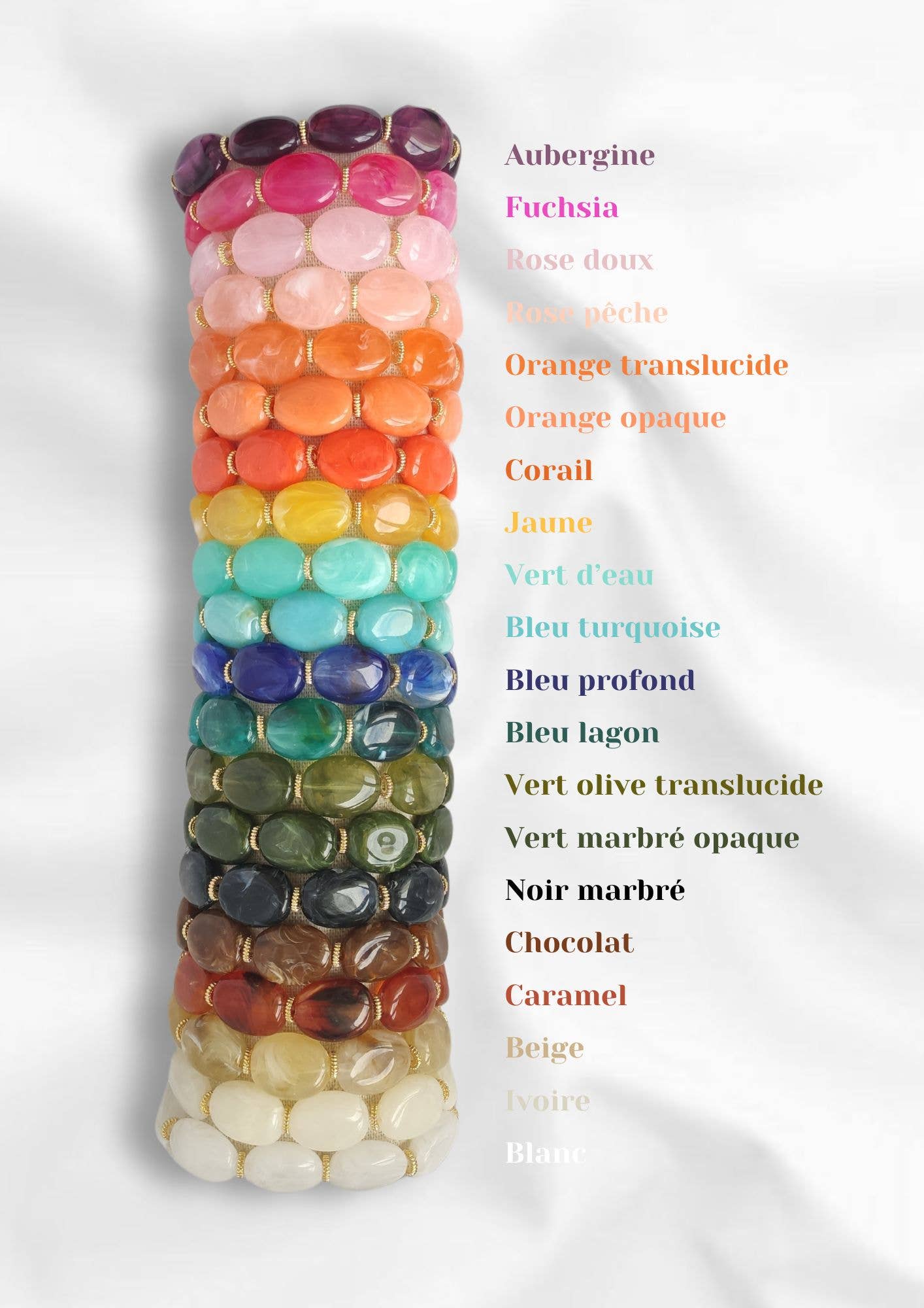 Bracelet JANE: Vert marbré opaque / S/M = 18 cm