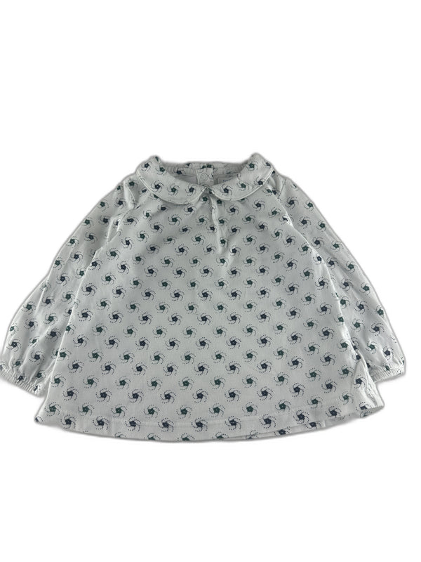 Boutchou - Blouse blanches imprimée fleurettes - taille 6 mois - seconde main
