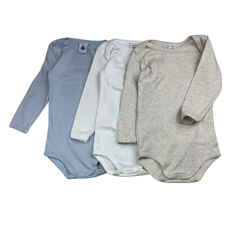 Lot de 3 bodies manches longues, 12 mois