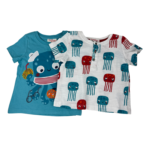 Lot de tee-shirts manches courtes imprimés, 12 mois