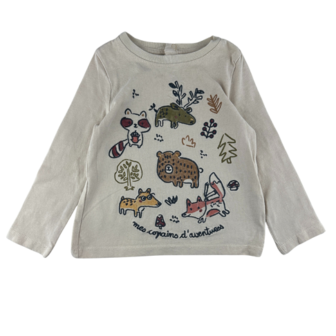 Tee-shirt manches longues imprimé et brodé
