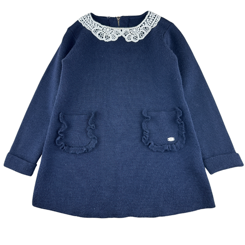 Robe en tricot col crochet