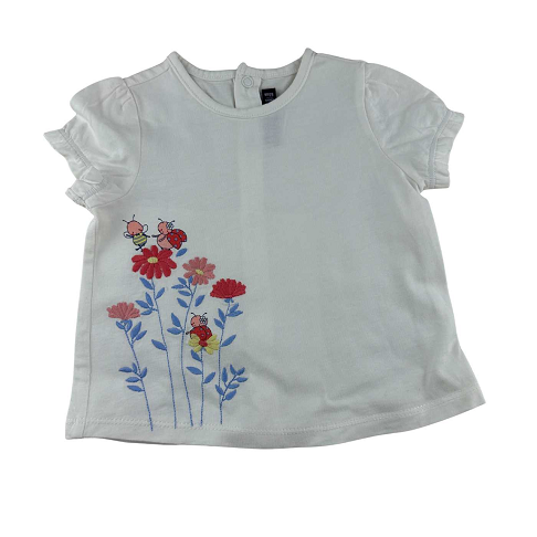 Tee-shirt manches courtes, brodé, 6 mois