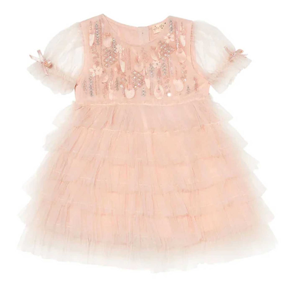 Robe tutu bébé rose tulle sequin pour mariage et séance photo