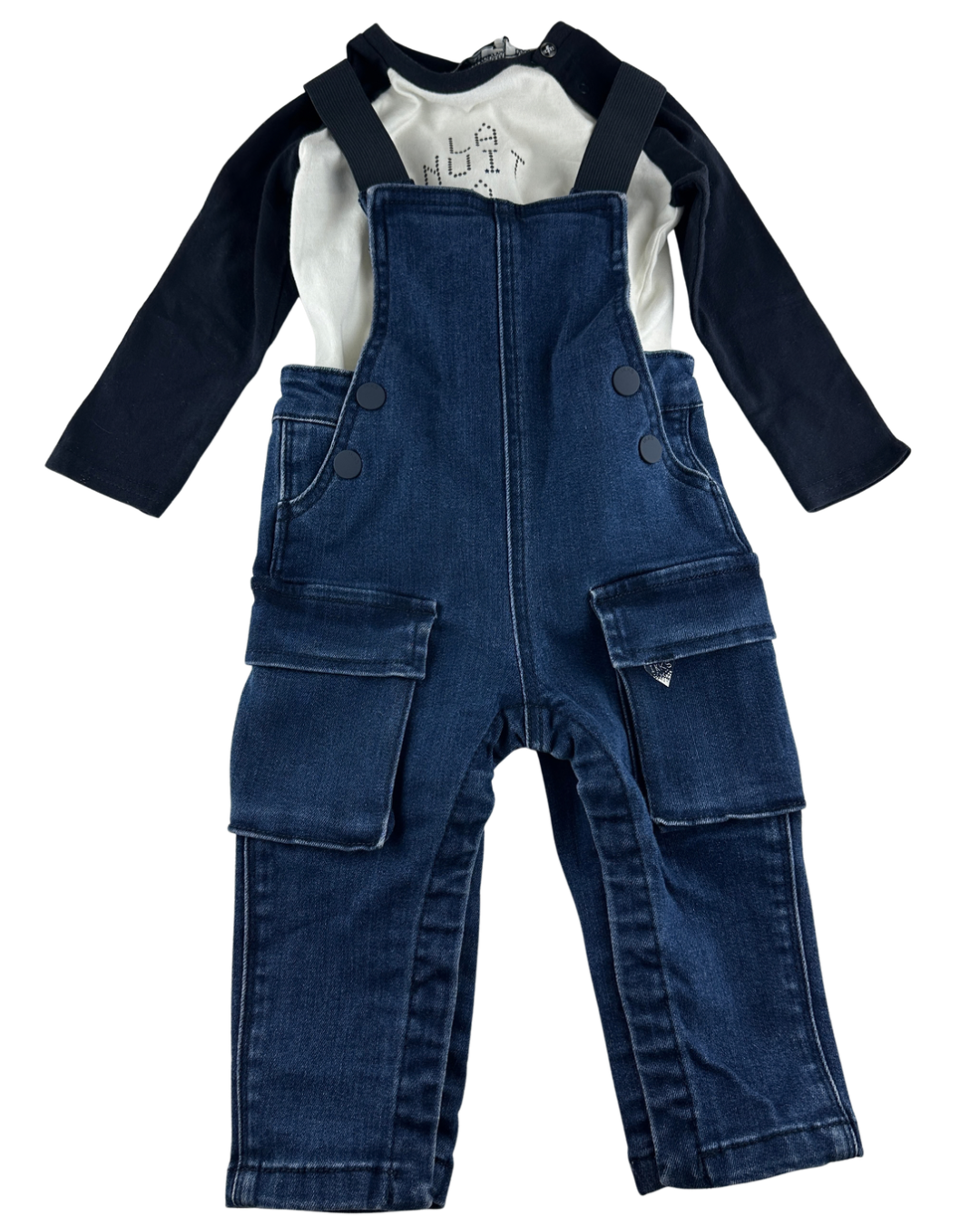 IKKS - Ensemble salopette et tee-shirt - taille 12 mois - seconde main