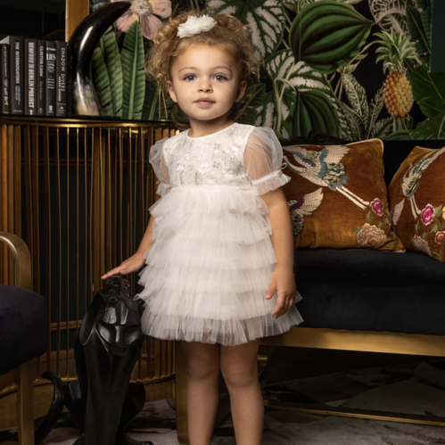 Robe blanche tutu et sequin bebe fille, mariage