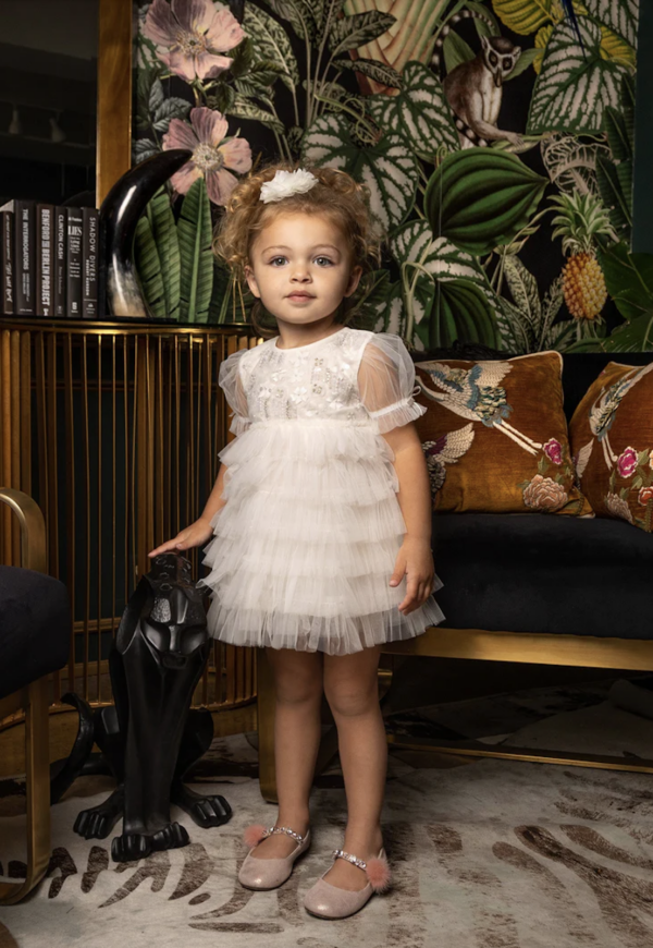 Robe blanche tutu et sequin bebe fille, mariage