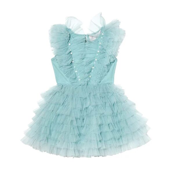 Robe tutu bebe fille, mariage, sequin perle vert d'eau