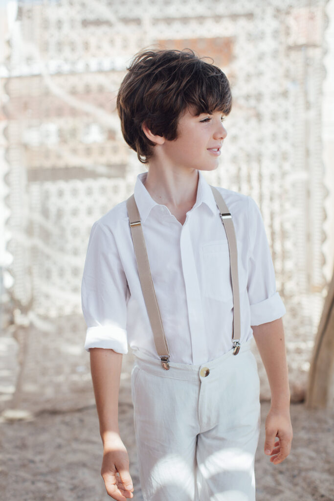 Cérémonie garçon enbouclekids, chemise, pantalon, en lin pour un mariage