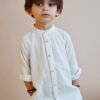 Chemise blanche enfant cérémonie col mao en gaze de coton