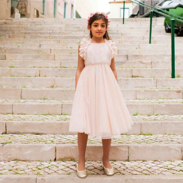 Robe rose cérémonie, mariage enfant, En-boucle