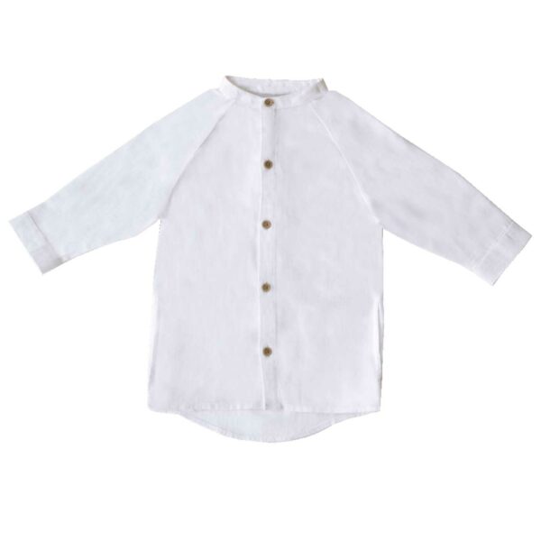 Chemise blanche enfant cérémonie col mao en gaze de coton